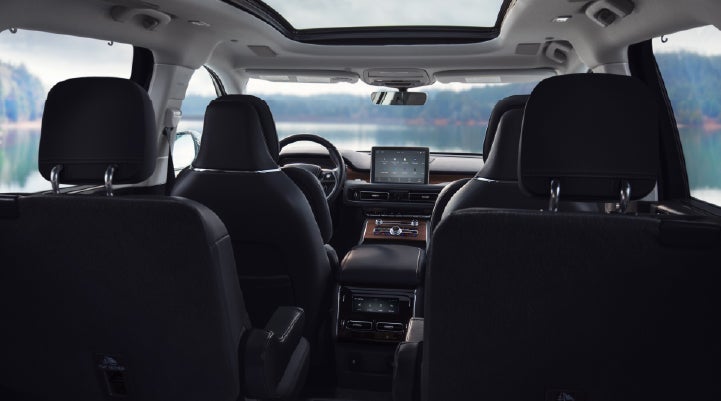 The interior of a 2024 Lincoln Aviator® SUV from behind the second row | Stivers Lincoln (AL) in Montgomery AL