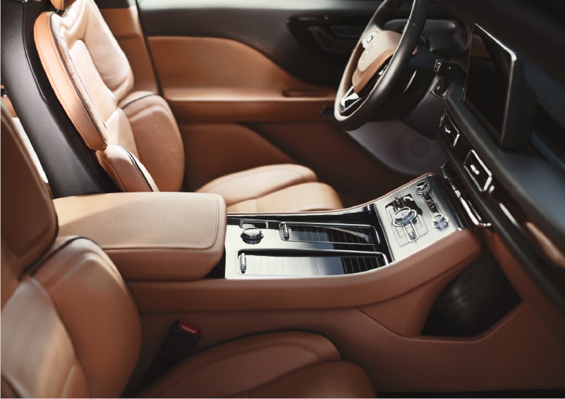 A 2023 Lincoln Aviator® Black Label model is shown in the Flight interior theme | Stivers Lincoln (AL) in Montgomery AL