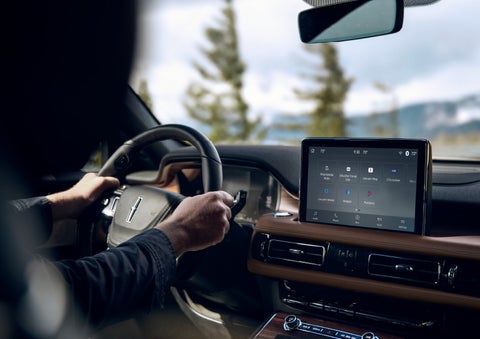 The center touch screen in a 2024 Lincoln Aviator® SUV is shown | Stivers Lincoln (AL) in Montgomery AL