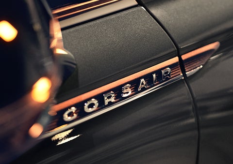 The stylish chrome badge reading “CORSAIR” is shown on the exterior of the vehicle. | Stivers Lincoln (AL) in Montgomery AL