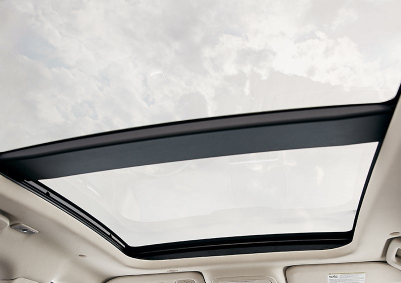 The available panoramic Vista Roof® is shown from inside a 2024 Lincoln Corsair® SUV. | Stivers Lincoln (AL) in Montgomery AL