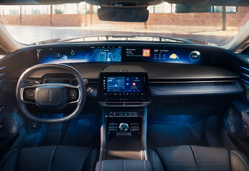 A large panoramic display is shown on the dashboard of a 2024 Lincoln Nautilus® SUV | Stivers Lincoln (AL) in Montgomery AL