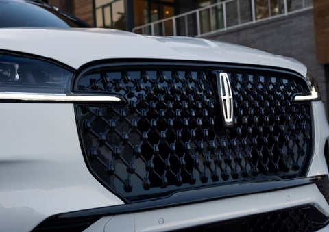 The front grille of a 2026 Lincoln Aviator® SUV is shown. | Stivers Lincoln (AL) in Montgomery AL