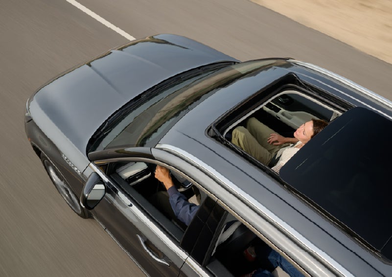 The available panoramic Vista Roof® of a 2027 Lincoln Aviator® SUV is open. | Stivers Lincoln (AL) in Montgomery AL