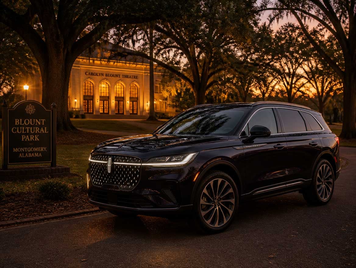 2026 Lincoln Nautilus parked near the Alabama Shakespeare Festival at Blount Cultural Park in Montgomery AL on a fall evening